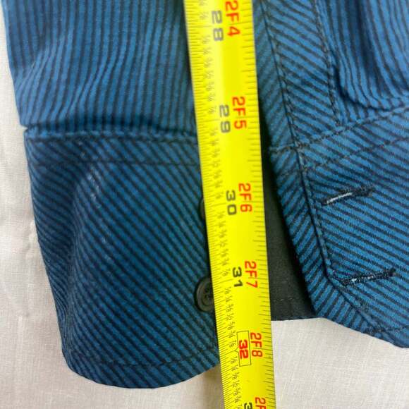 Buckle Black Men's XL Blue Striped Long Sleeve Button-Up Shirt Y2K Rock - Picture 10 of 11